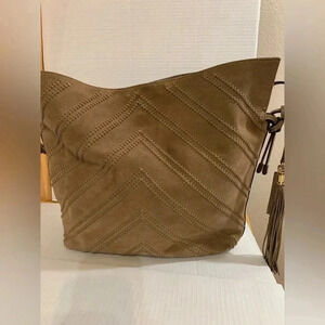 Vince Camuto Nella Hobo Mink Shoulder Bag Suede Leather Brown NWT